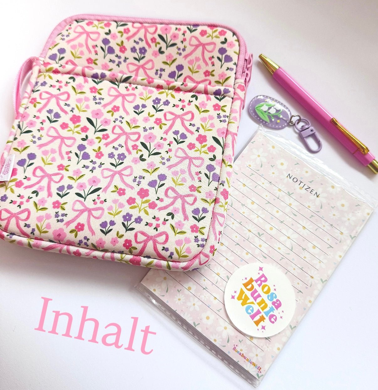 Coffret cadeau n° 1 – Trousse de rangement, bloc-notes et stylo à bille